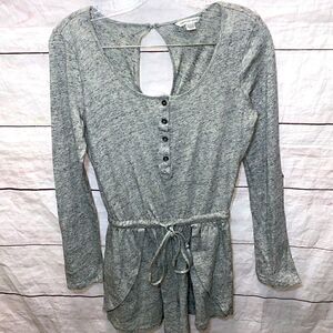 American Eagle Henley Romper | Heather Gray | XS